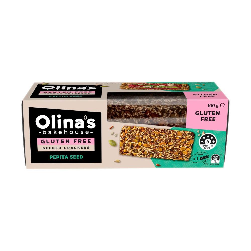 Olina's Bakehouse Gluten Free Seeded Crackers Pepita Seed - 100g