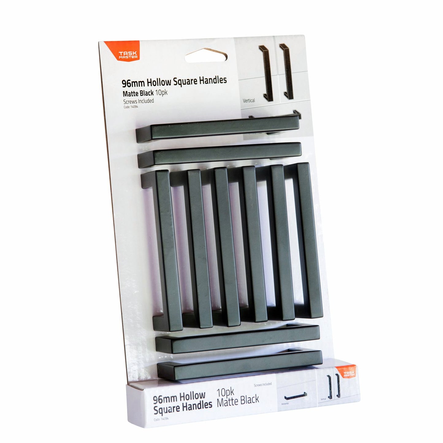 Taskmaster Black Matte Hollow Square Handle - 96mm - 10 Pack