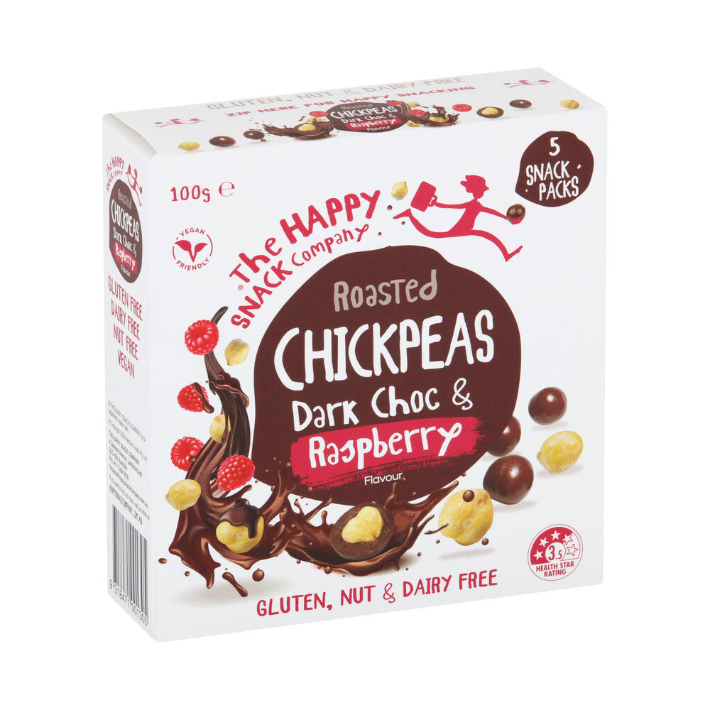 Happy Snack Company Chickpeas Dark Choc & Raspberry 5x20g - 100g