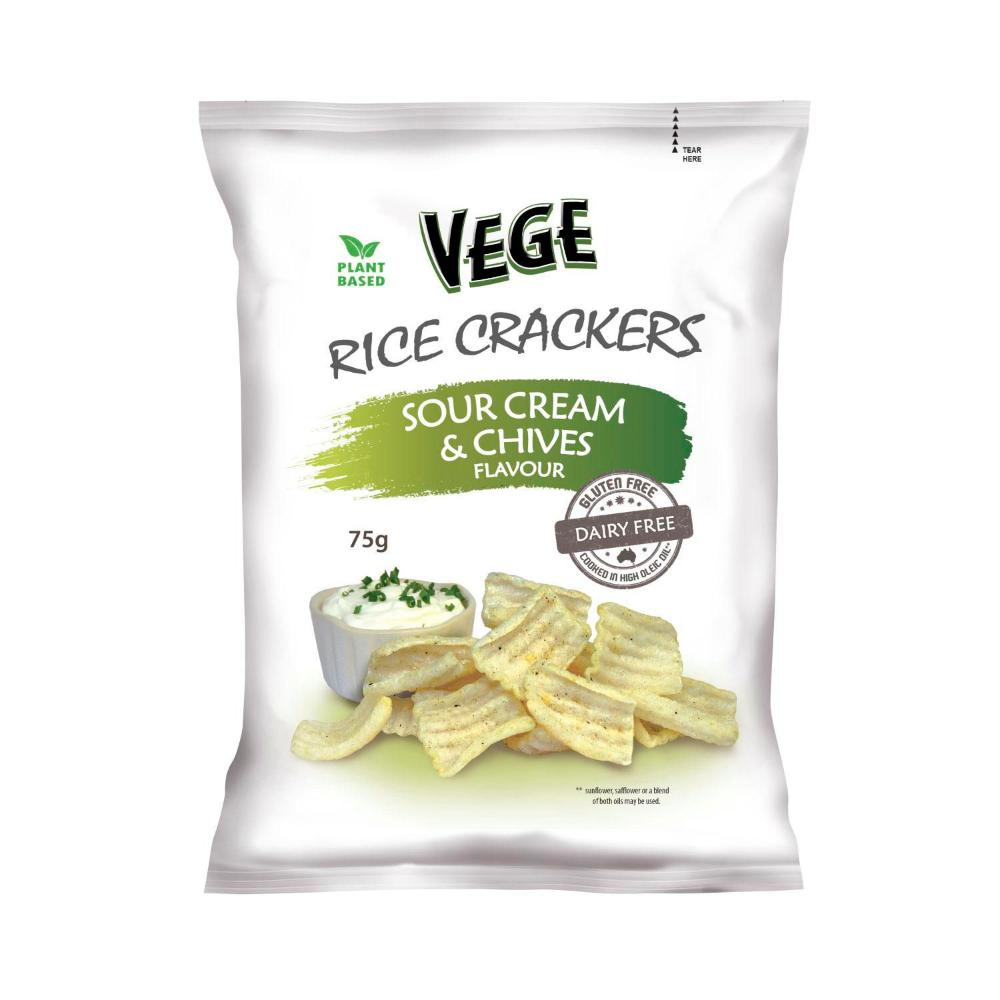 Vege Chips Rice Crackers Sour Cream & Chives - 75g