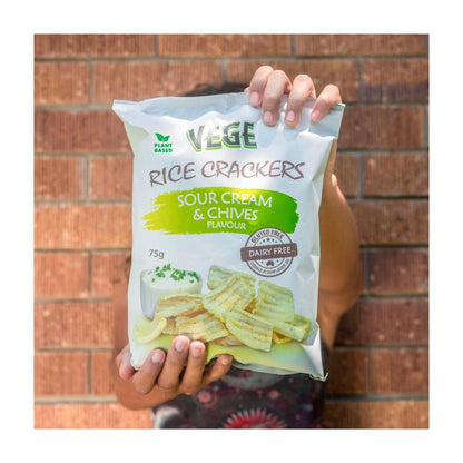 Vege Chips Rice Crackers Sour Cream & Chives - 75g
