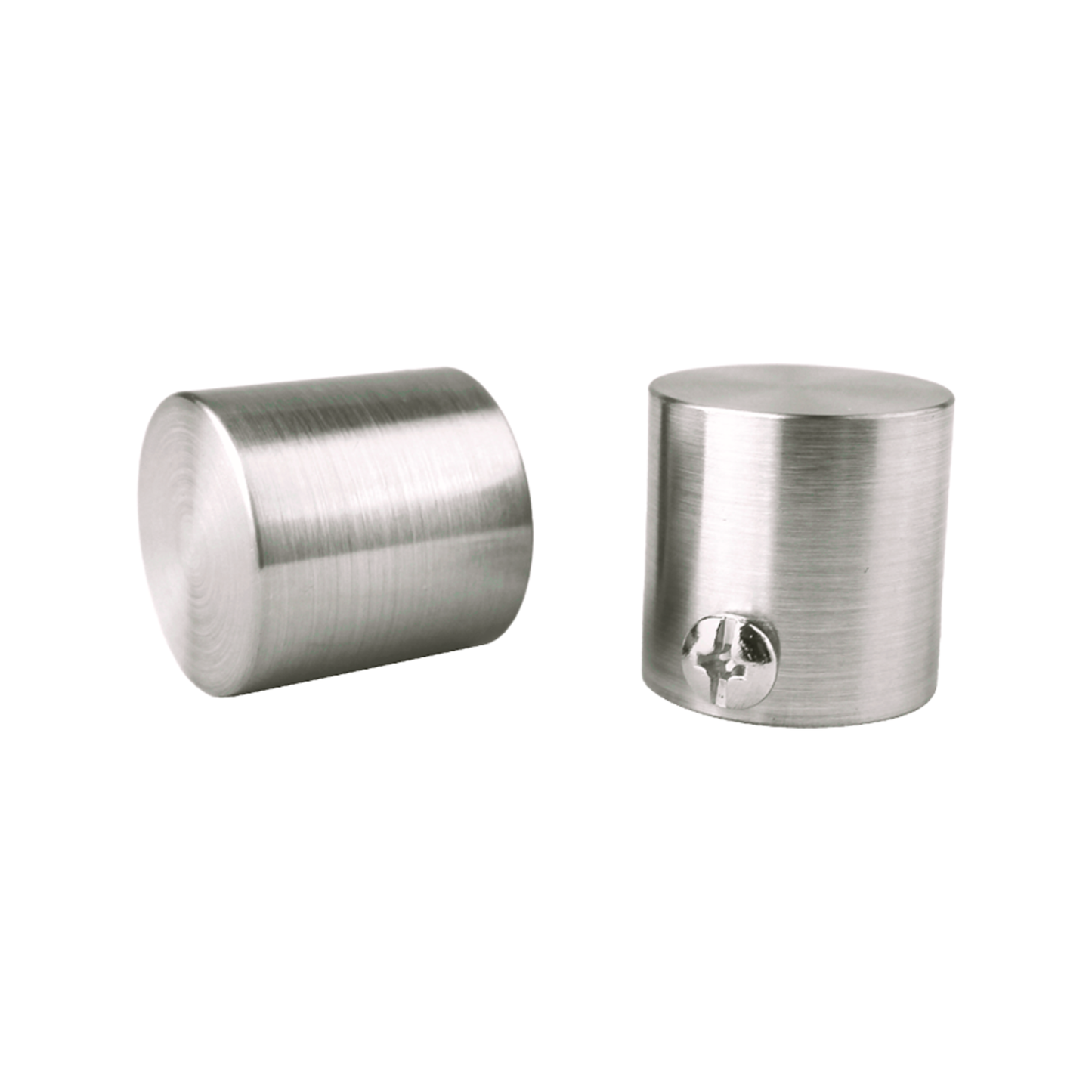 Pillar Brushed Chrome Curtain Rod Finials - 16mm - 2 Pack