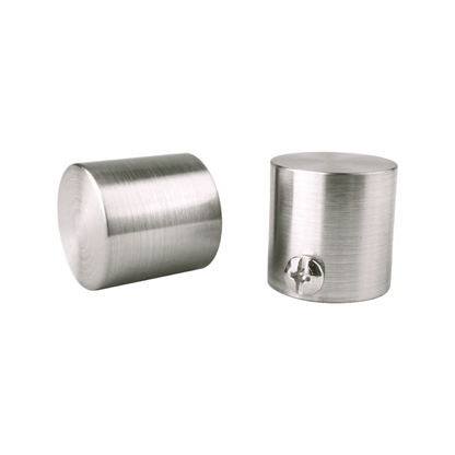 Pillar Brushed Chrome Curtain Rod Finials - 16mm - 2 Pack