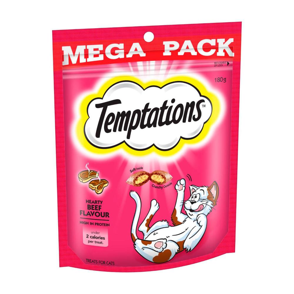 Temptations Hearty Beef Flavour Cat Treats - 180g
