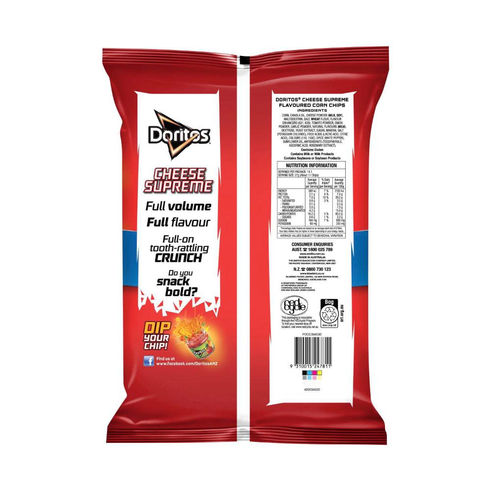Doritos Cheese Supreme Corn Chips Sharepack - 380g