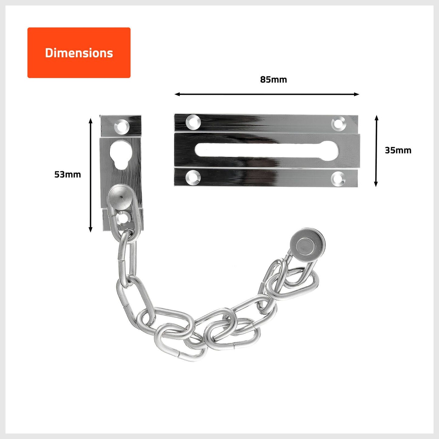 Taskmaster Security Door Chain - 52 x 95mm - Chrome