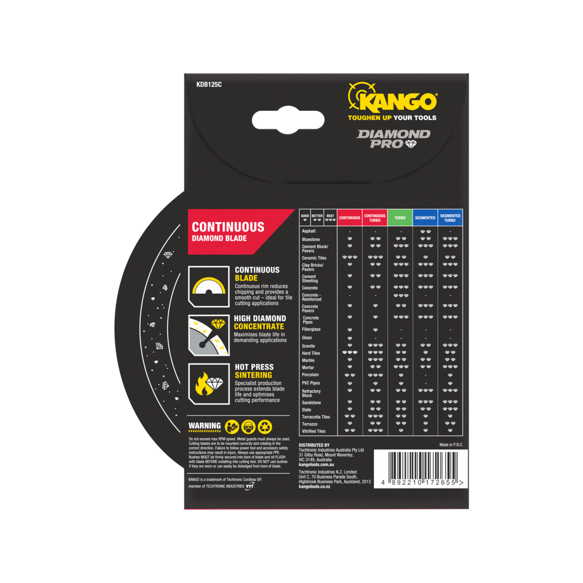 Kango Diamond Saw Blade - 125mm - Continuous Rim - Smooth Cut
