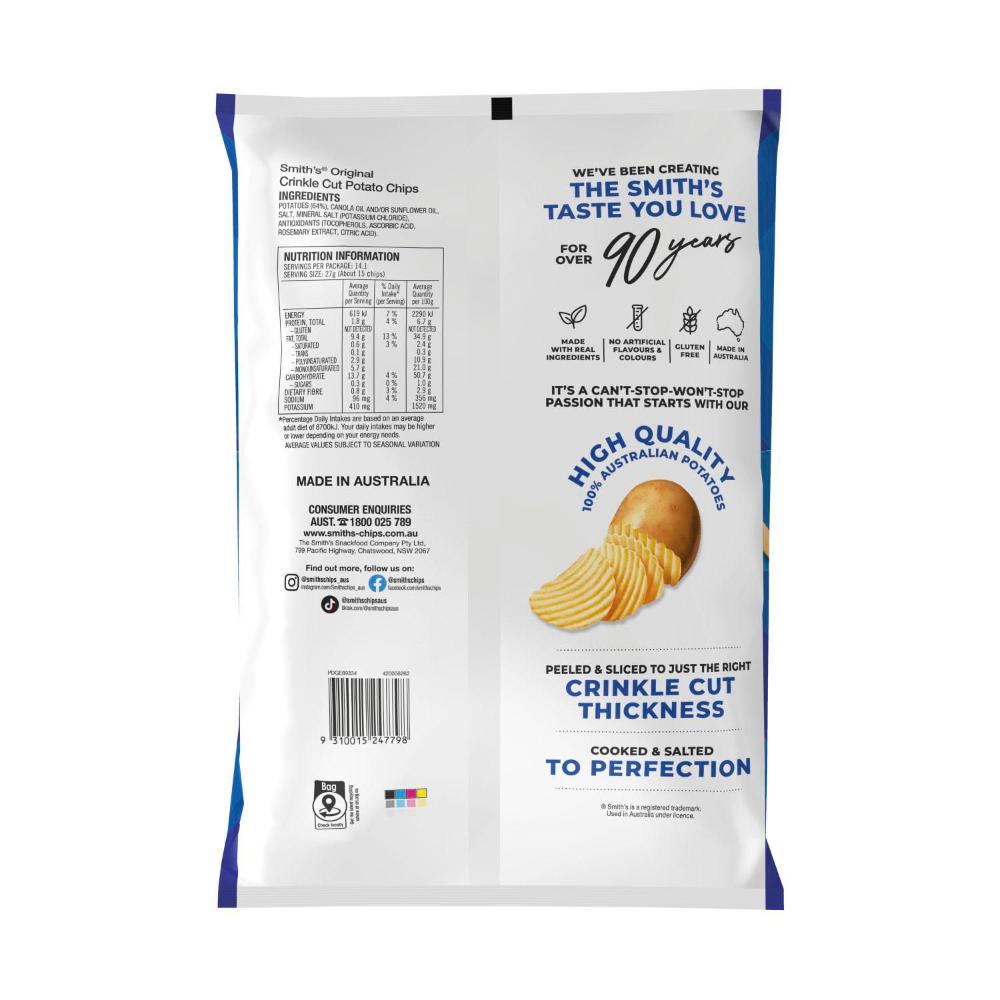 Smith's Crinkle Cut Potato Chips Party Bag Original - 380g
