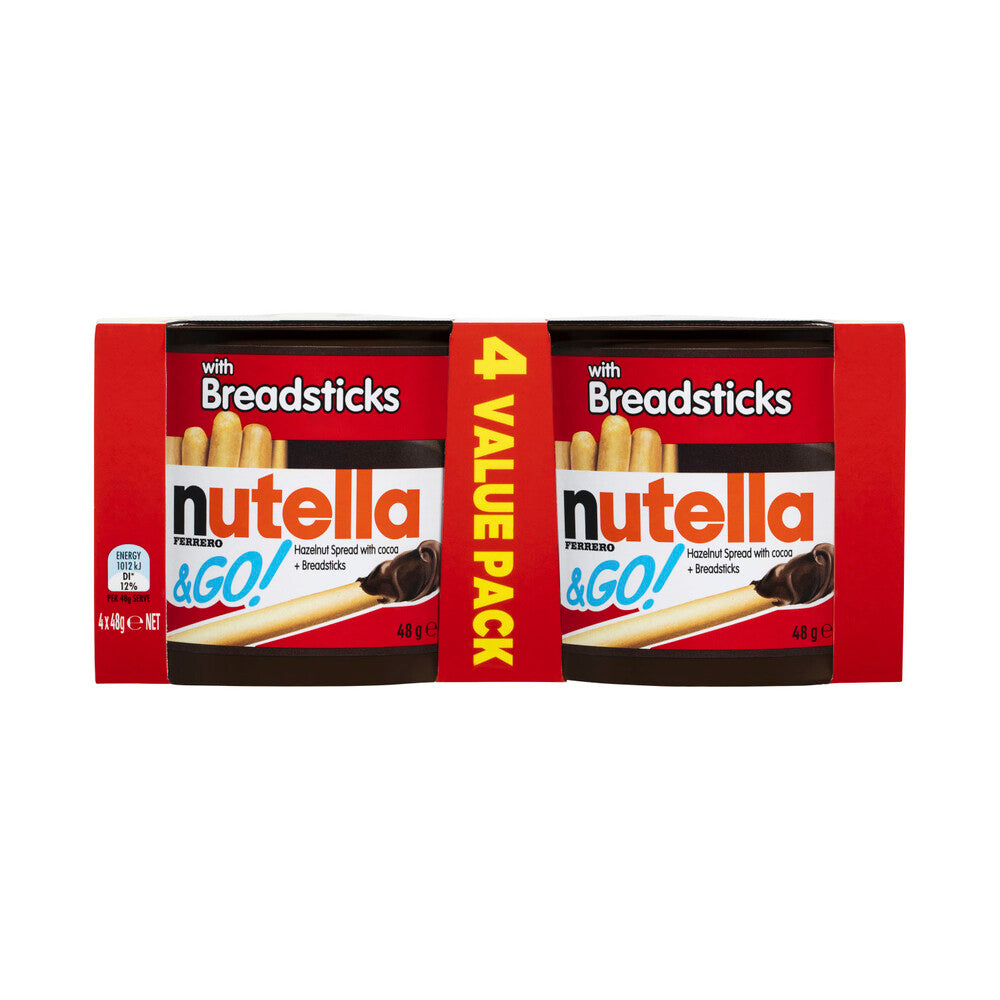 Nutella Go Hazelnut Spread With Cocoa Breadsticks Multipack 48g - 4 pack