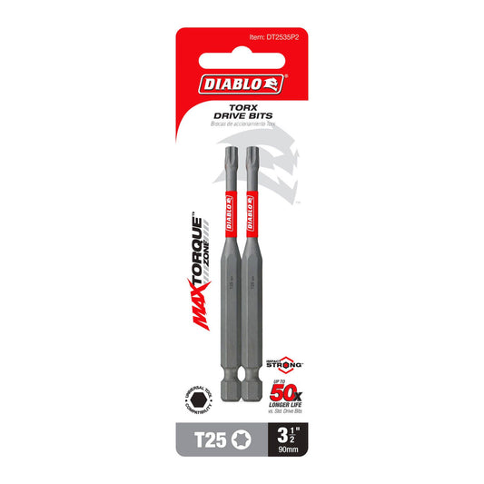 Diablo Torx Srew Driver Bit T25 x 90mm 2 Pack