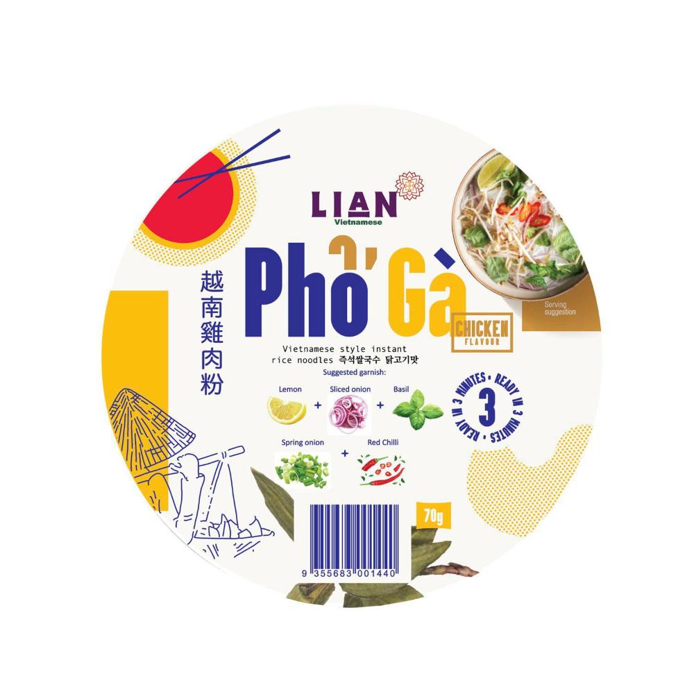 Lian Pho Ga Rice Noodles Bowl Chicken Flavour - 70g