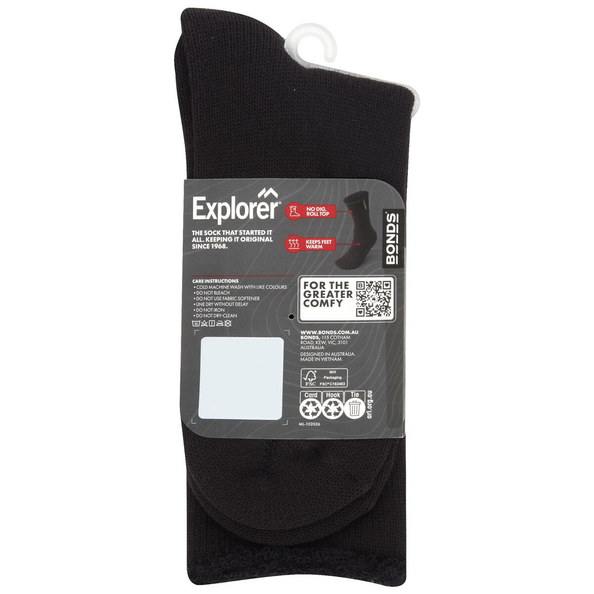 Bonds Explorer Socks Mens Black Size 11-14 Assorted Each