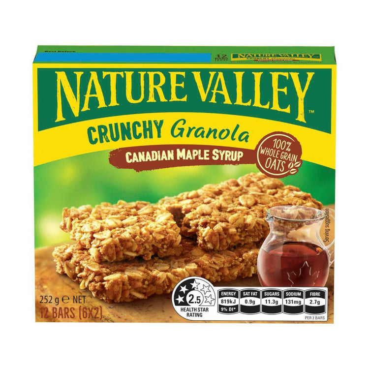 Nature Valley Crunchy Canadian Maple Syrup 6 Twin Bars - 252g