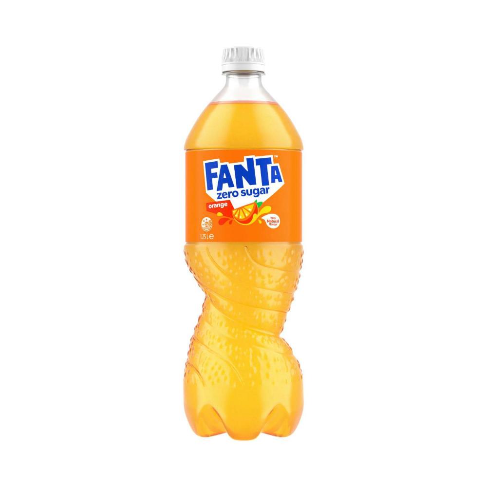 Fanta Orange Zero Sugar Soft Drink Bottle - 1.25L