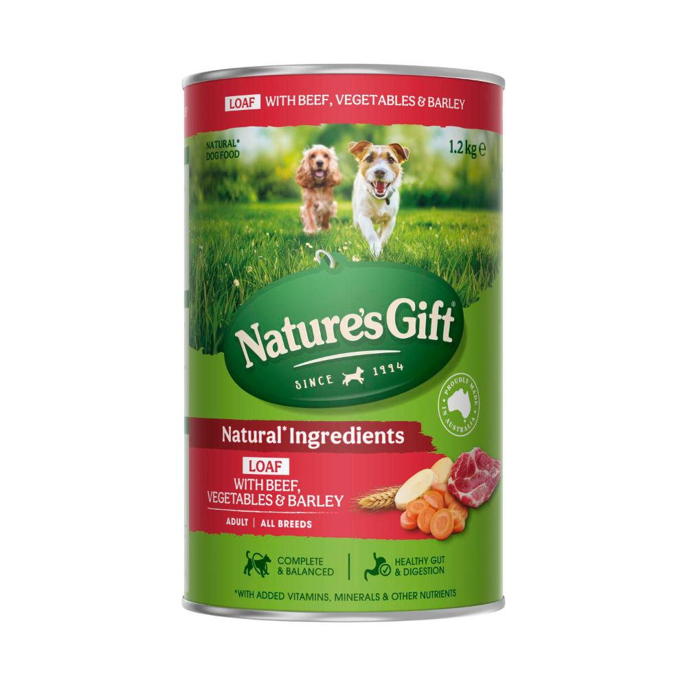 Nature's Gift Adult All Breeds Wet Dog Food Loaf Beef - Barley & Vegetables - 1.2kg