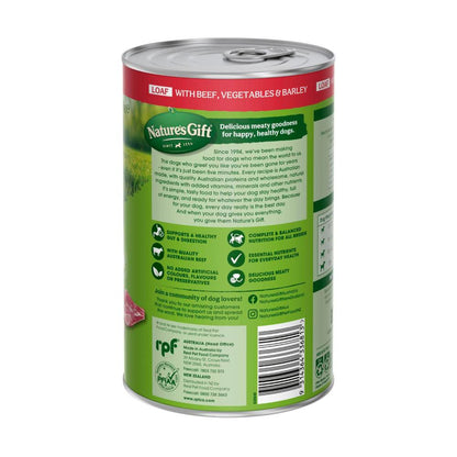 Nature's Gift Adult All Breeds Wet Dog Food Loaf Beef - Barley & Vegetables - 1.2kg