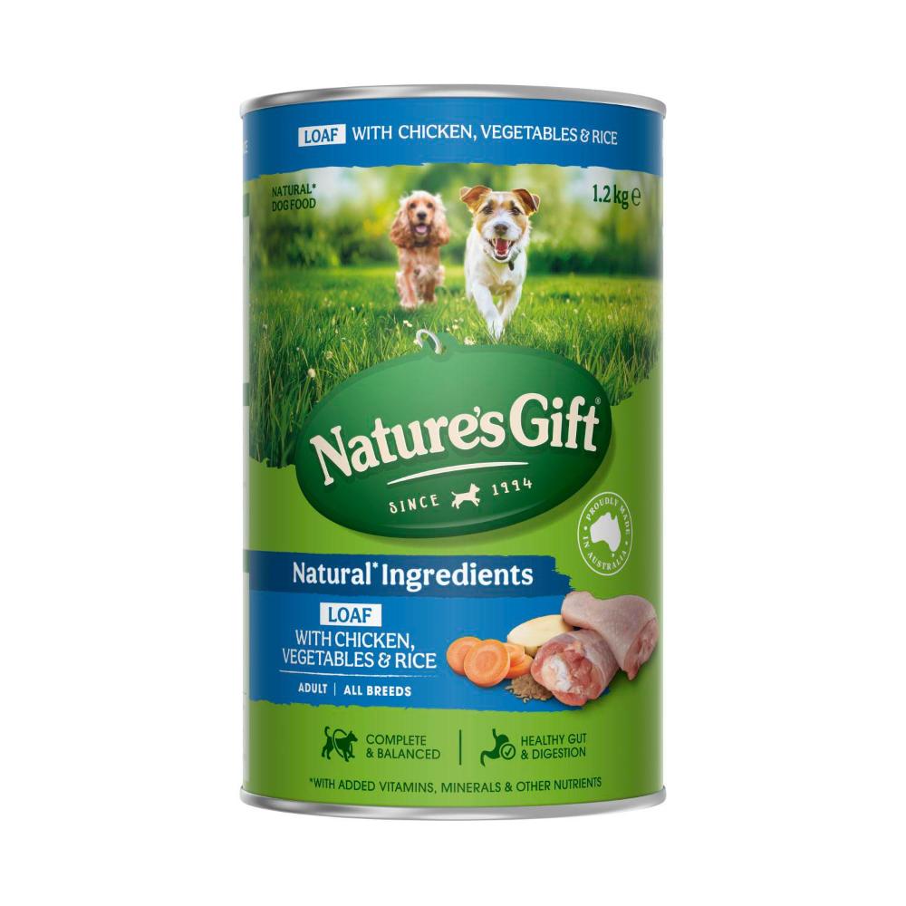 Nature's Gift Adult All Breeds Wet Dog Food Loaf Chicken Rice & Vegetables - 1.2kg