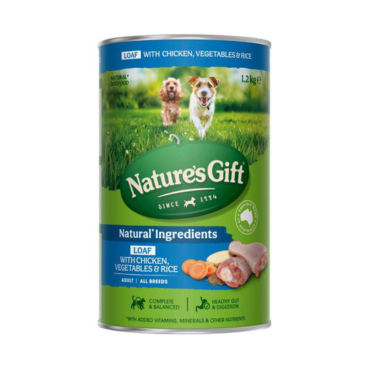 Nature's Gift Adult All Breeds Wet Dog Food Loaf Chicken Rice & Vegetables - 1.2kg