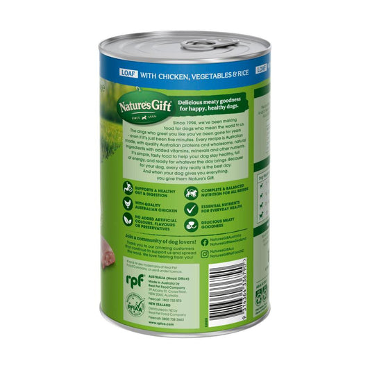 Nature's Gift Adult All Breeds Wet Dog Food Loaf Chicken Rice & Vegetables - 1.2kg
