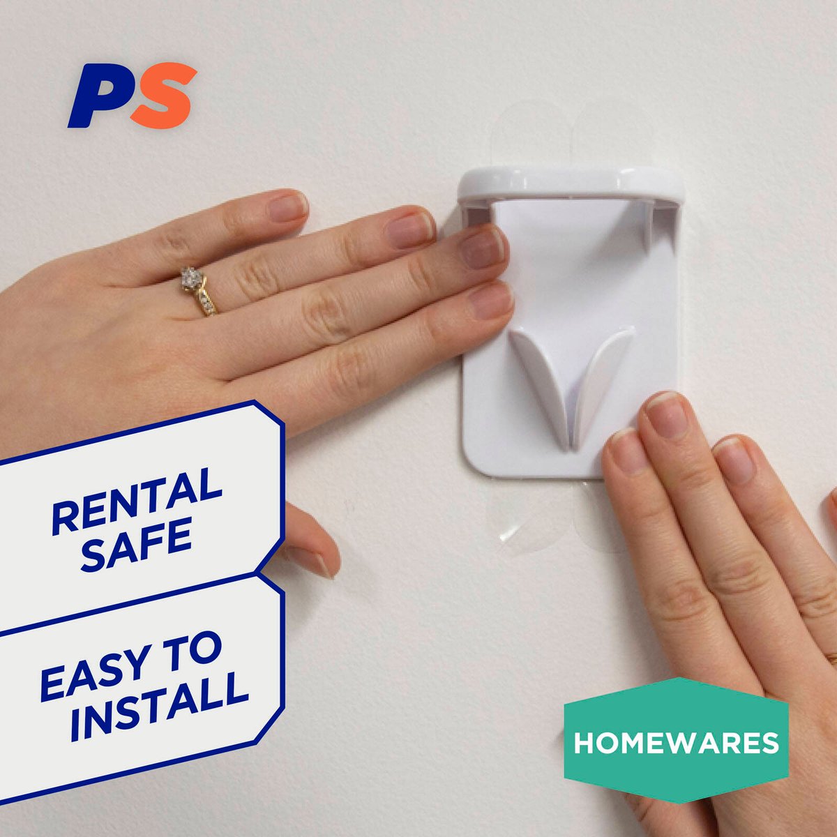 Permastik Spray Wipe Hooks 2 Pack - Self-Adhesive - 60mm x 40mm x 85mm - White