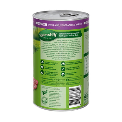 Nature's Gift Adult All Breeds Wet Dog Food Casserole Gravy Lamb - Vegetable & Barley - 1.2kg