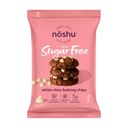 Noshu 95% Sugar Free White Choc Baking Chips - 140g