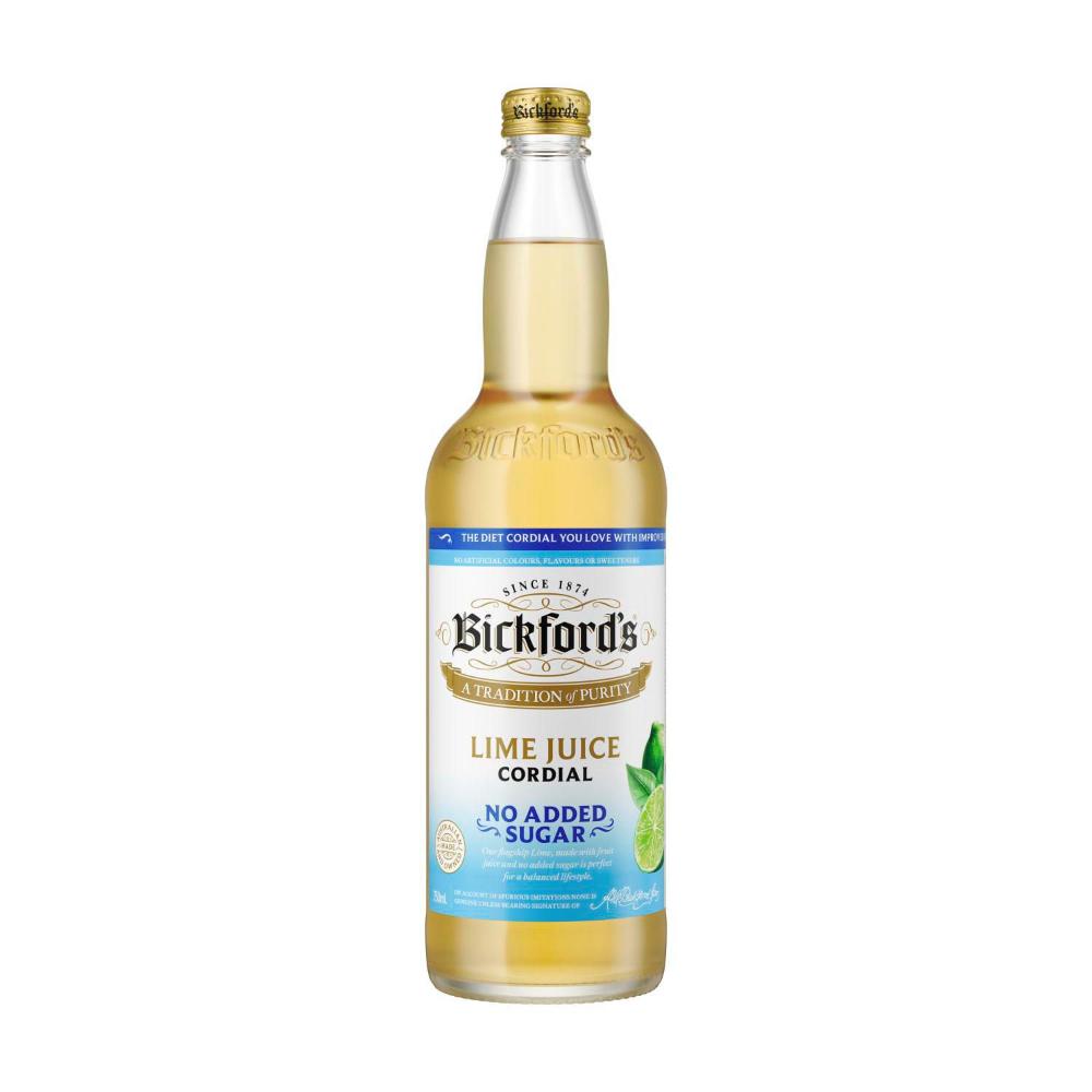 Bickford's No Added Sugar Lime Cordial - 750mL