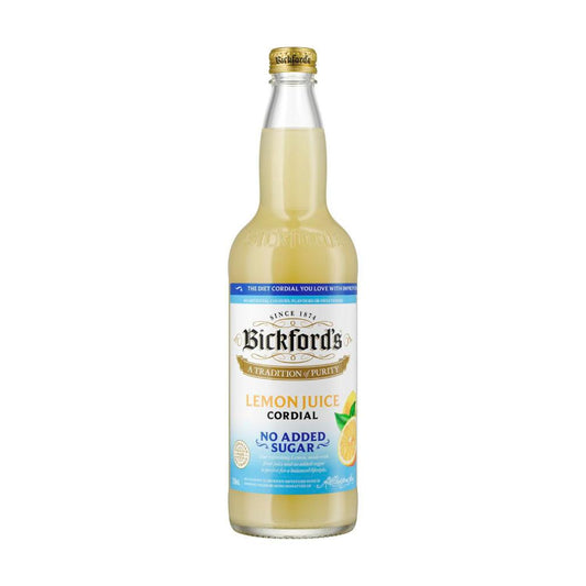 Bickford's No Added Sugar Lemon Cordial - 750mL