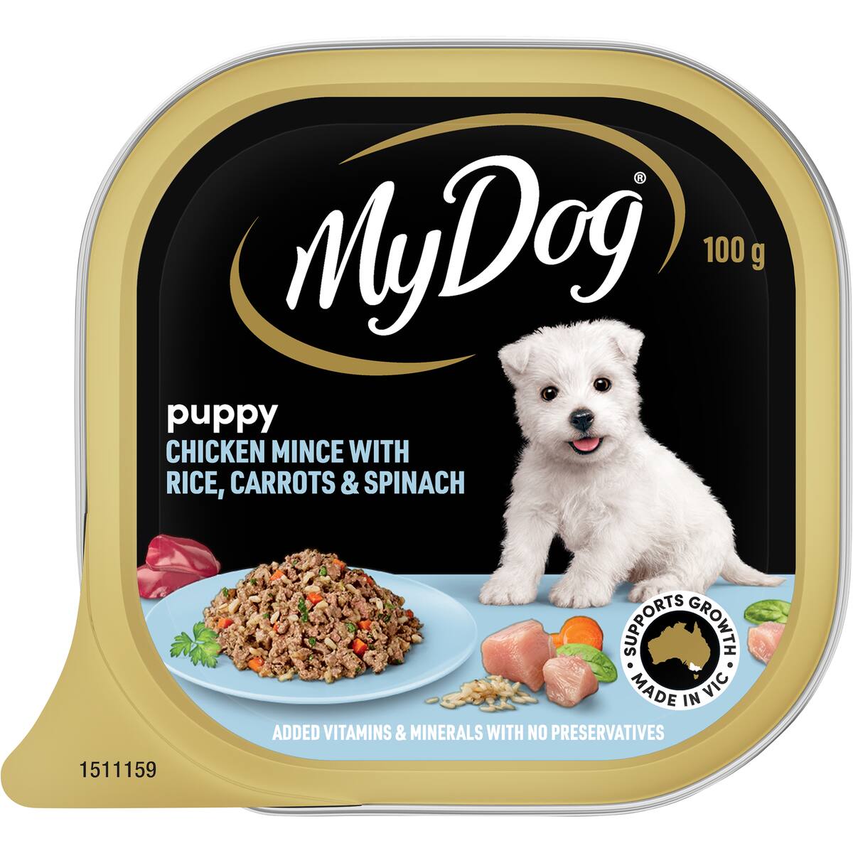 My Dog Puppy Chicken With Rice Carrot & Spinach Wet Food Tray 100g