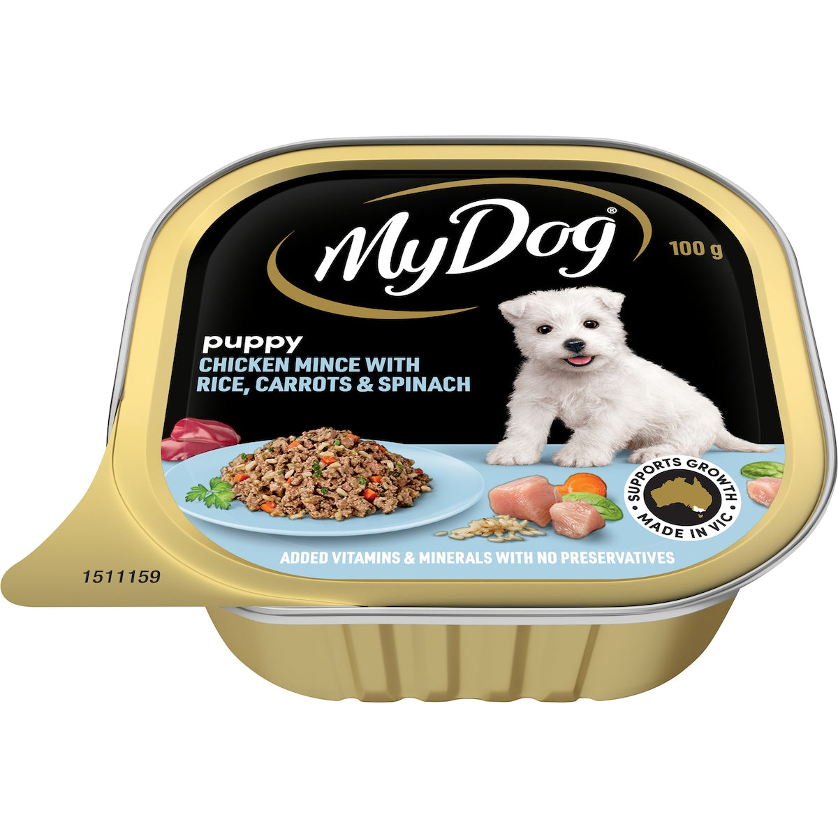 My Dog Puppy Chicken With Rice Carrot & Spinach Wet Food Tray 100g