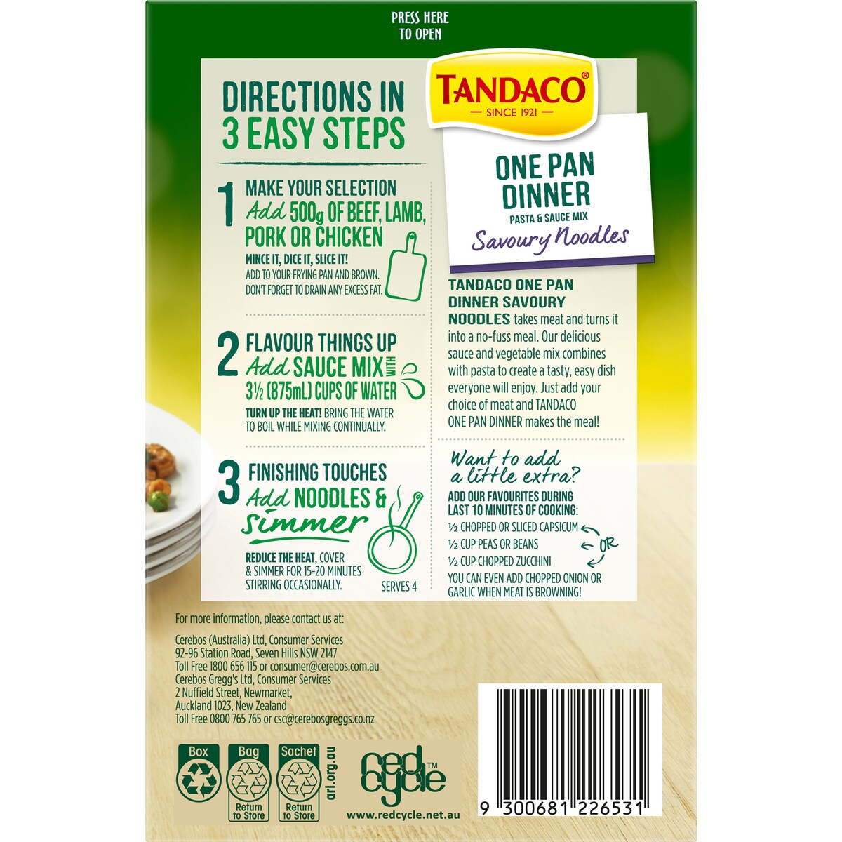 Tandaco One Pan Dinner Savoury Noodle 200g