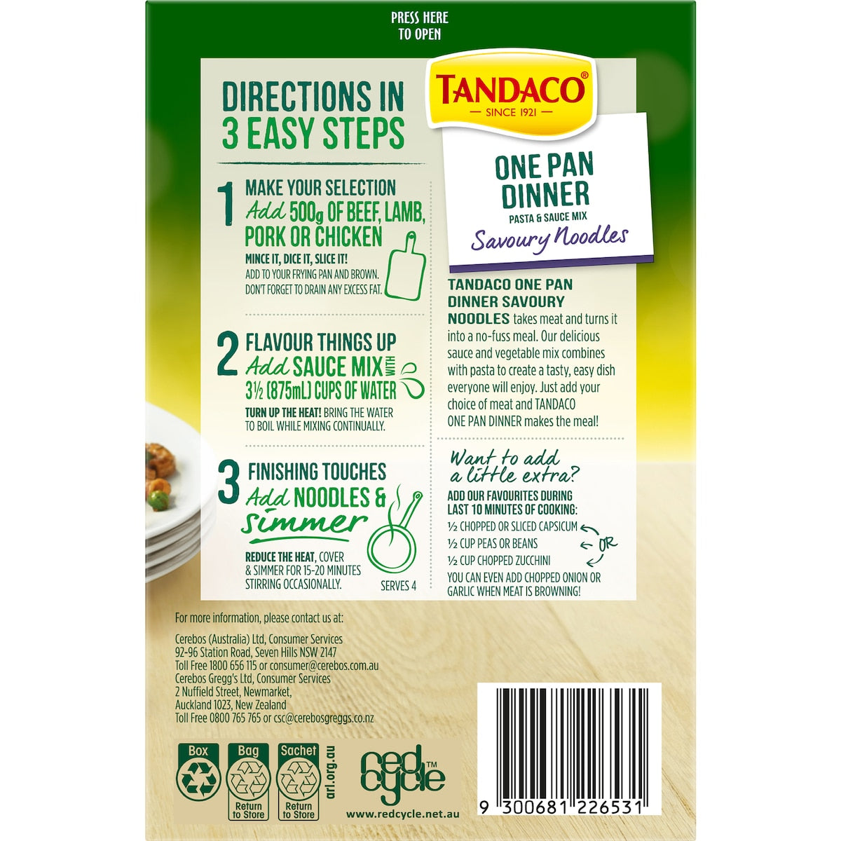 Tandaco One Pan Dinner Savoury Noodles 200g