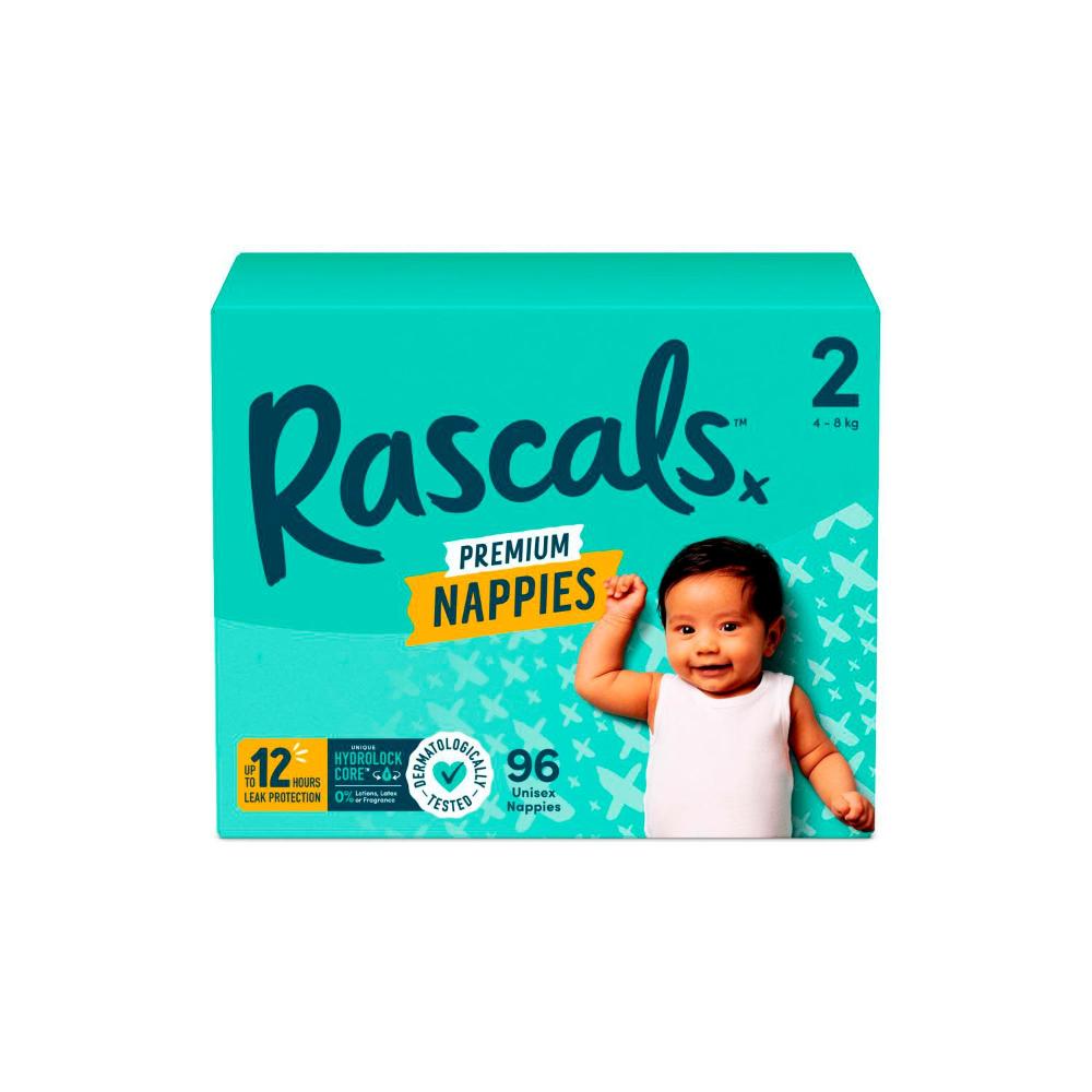 Rascals Premium Nappies Size 2 (4-8kg) - 96 Pack