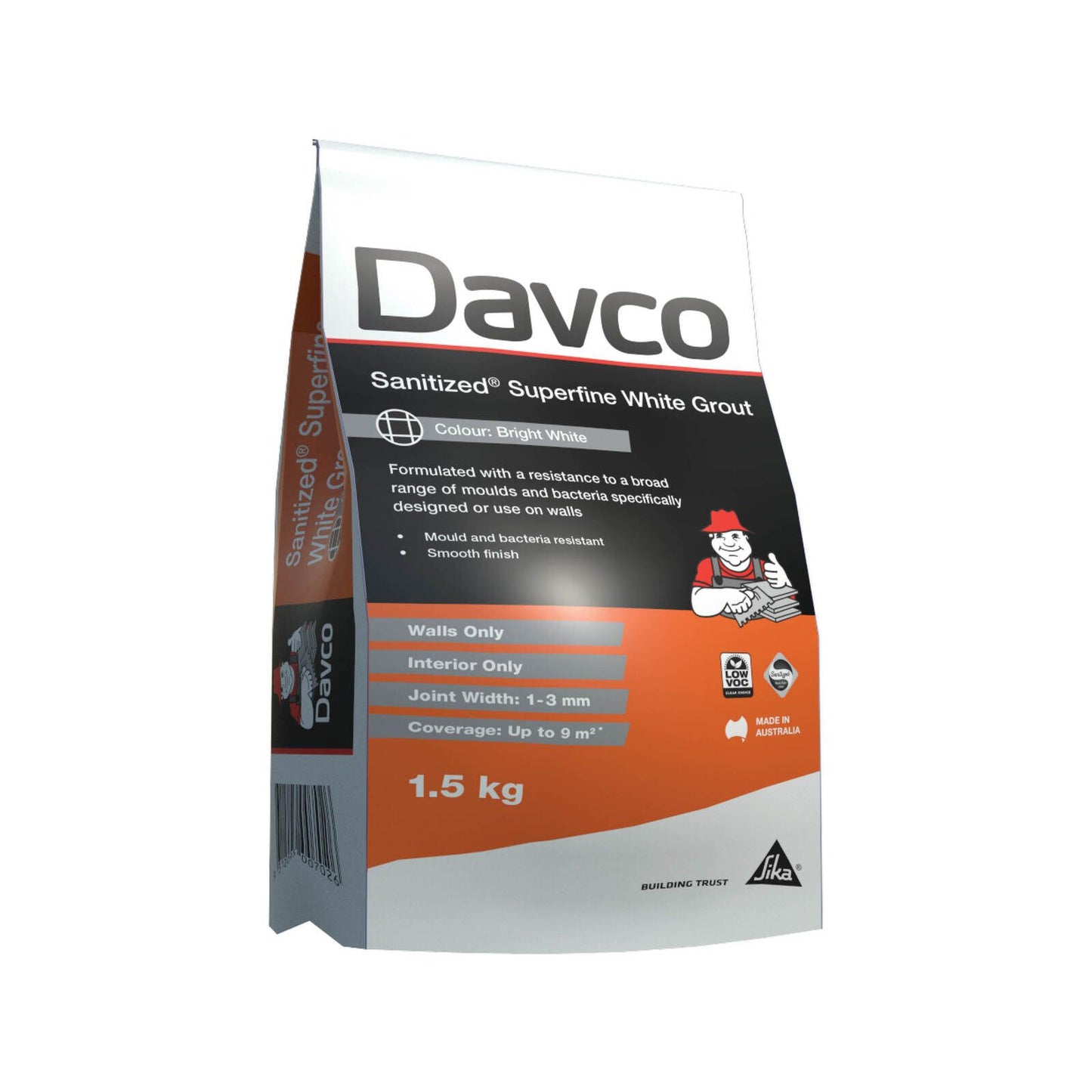 Davco Sanitized Superfine Grout - 1.5kg - Bright White