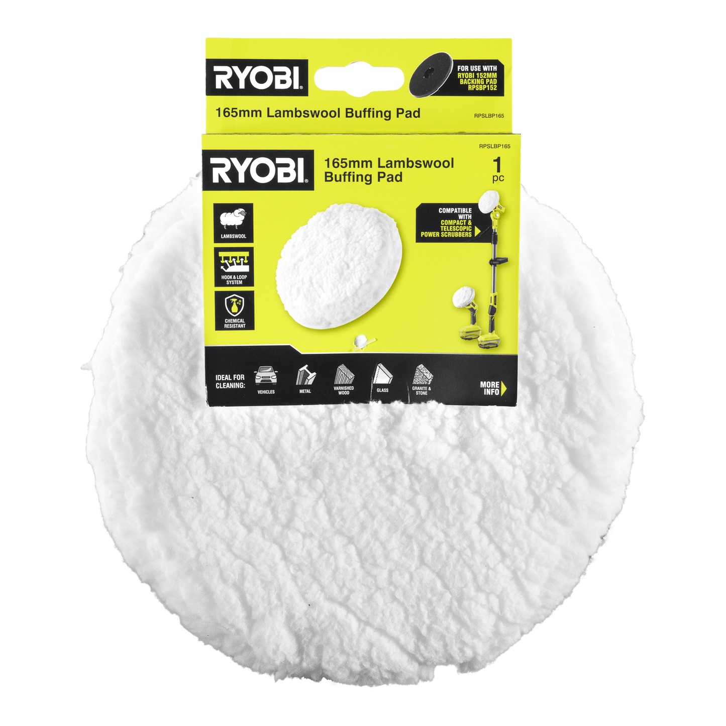 Ryobi Lambswool Buffing Pad - 165mm