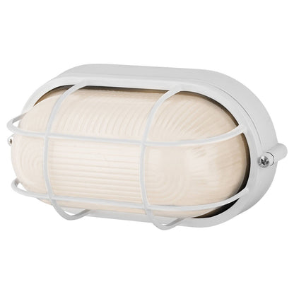 Arlec White Oval Caged Bunker Light - 60W E27