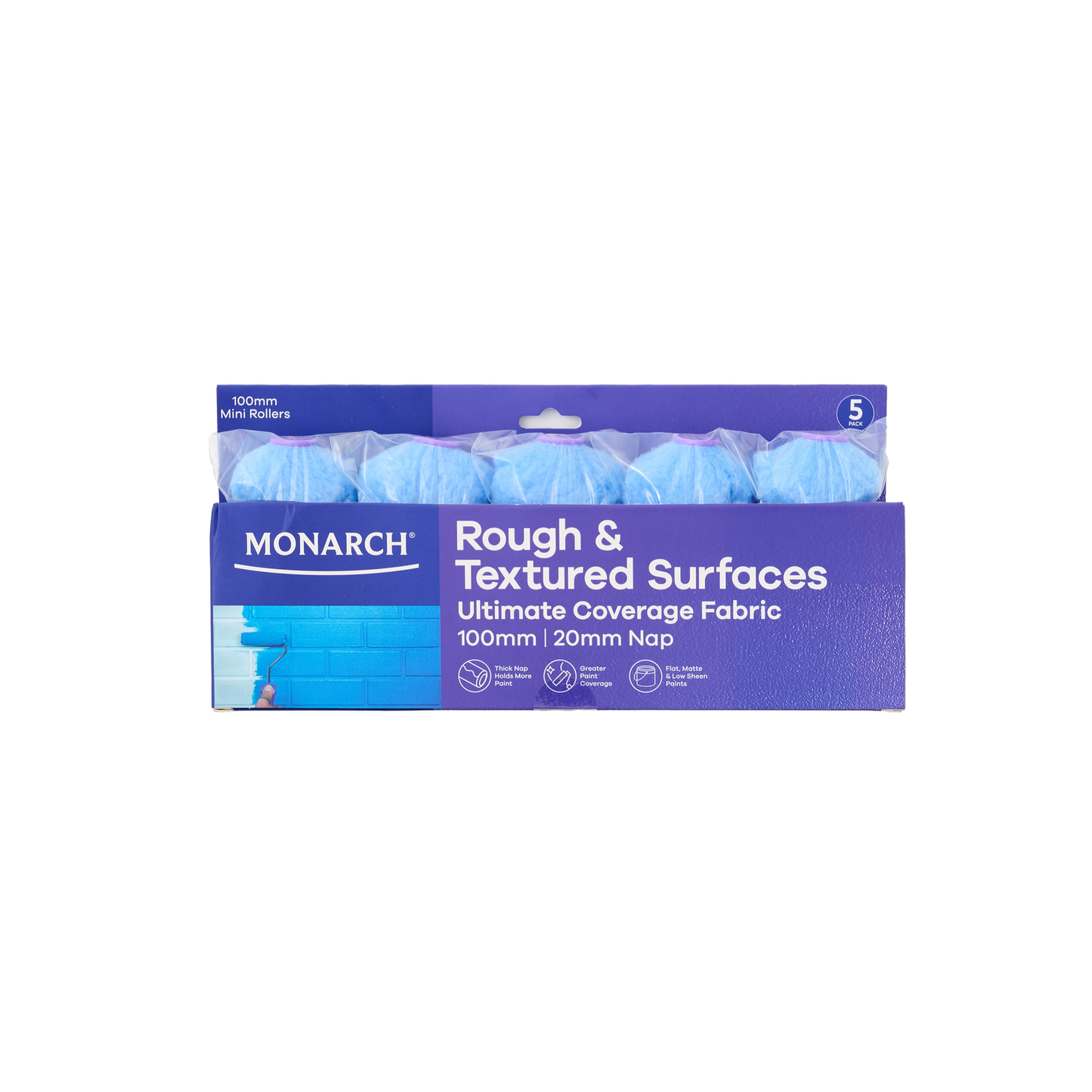 Monarch Mini Rollers - 100mm - 20mm Nap - 5 Pack - Purple