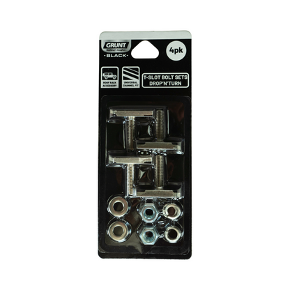 Grunt T-Slot Drop n Turn Bolt and Nut Set - 4 Pack