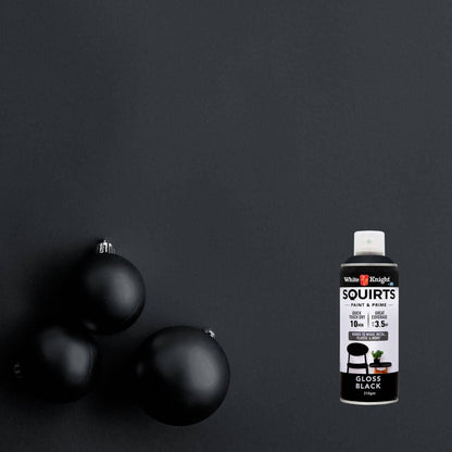 White Knight Squirts Black Gloss Spray Paint - 310g