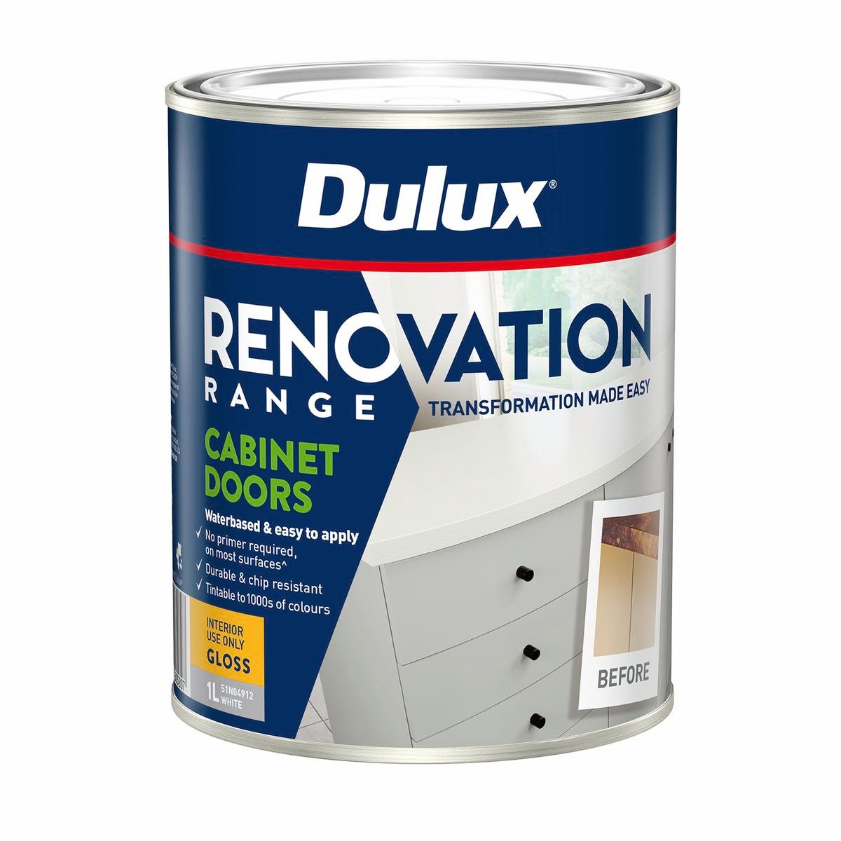 Dulux Renovation Range Cabinet Doors Gloss 1L - White - 1L