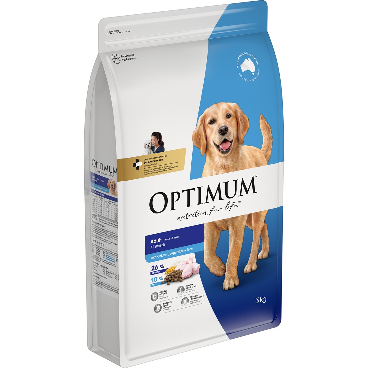 Optimum Adult All Breed Dry Dog Food Chicken, Vegetables & Rice 3kg