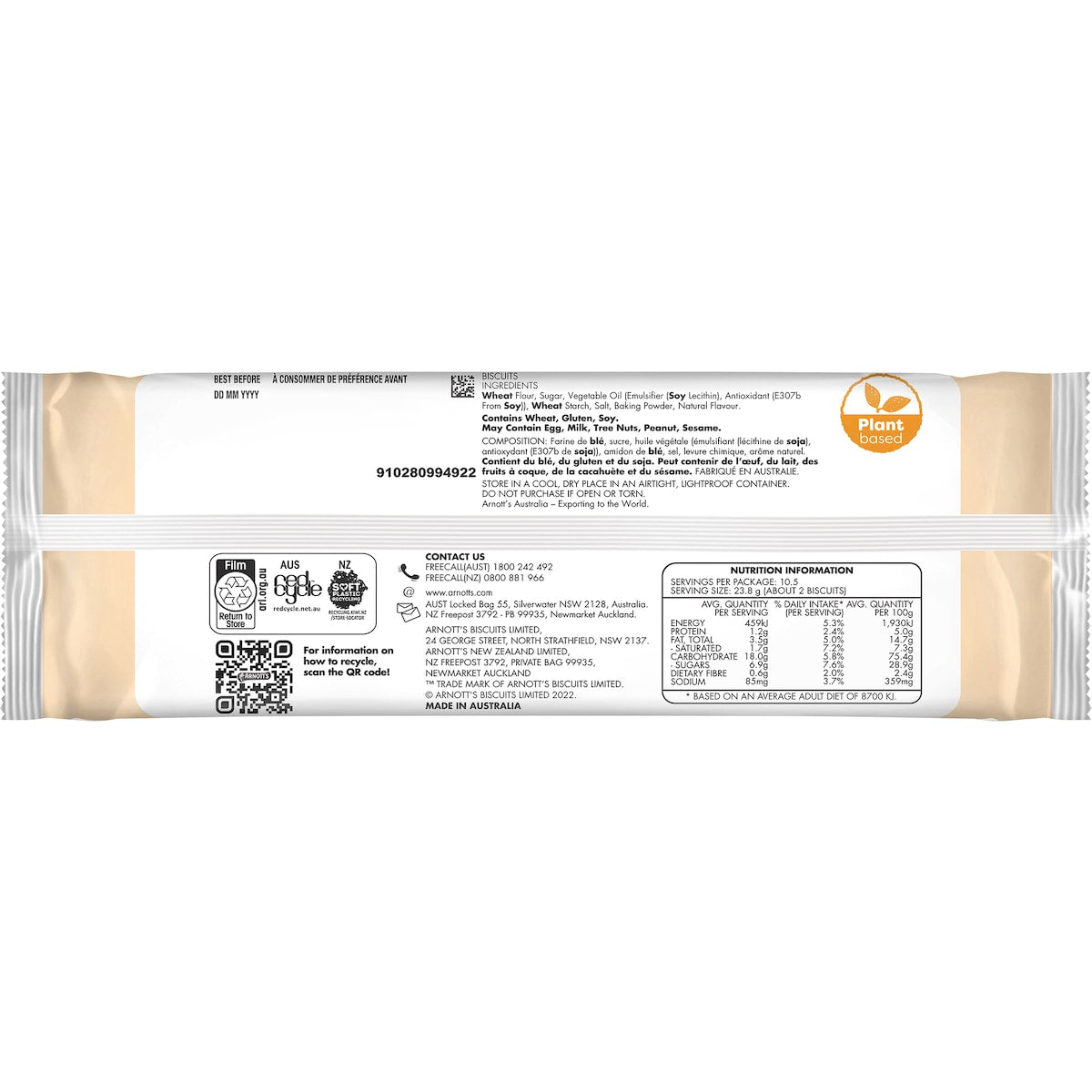 Arnotts Nice Plain Biscuits Biscuits 250g