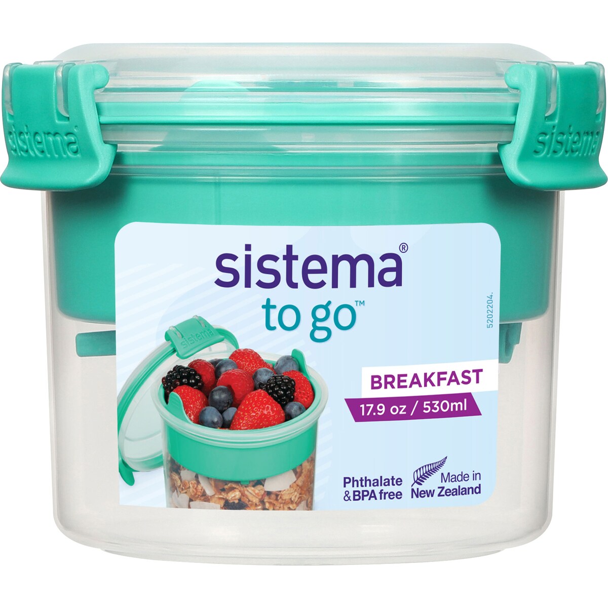 Sistema Plasticware Breakfast To Go 530ml Each
