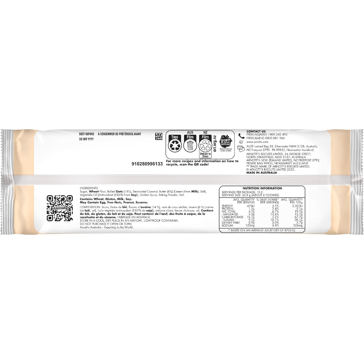 Arnotts Butternut Snap Cookie Biscuits 250g