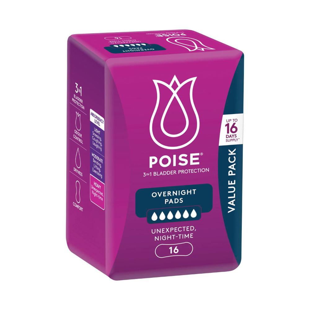 Poise Pads For Bladder Leaks Overnight - 16 pack