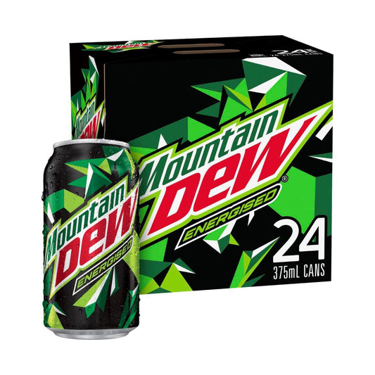 Mountain Dew Energised Soft Drink Multipack Cans 375ml x 24 Pack - 24 pack