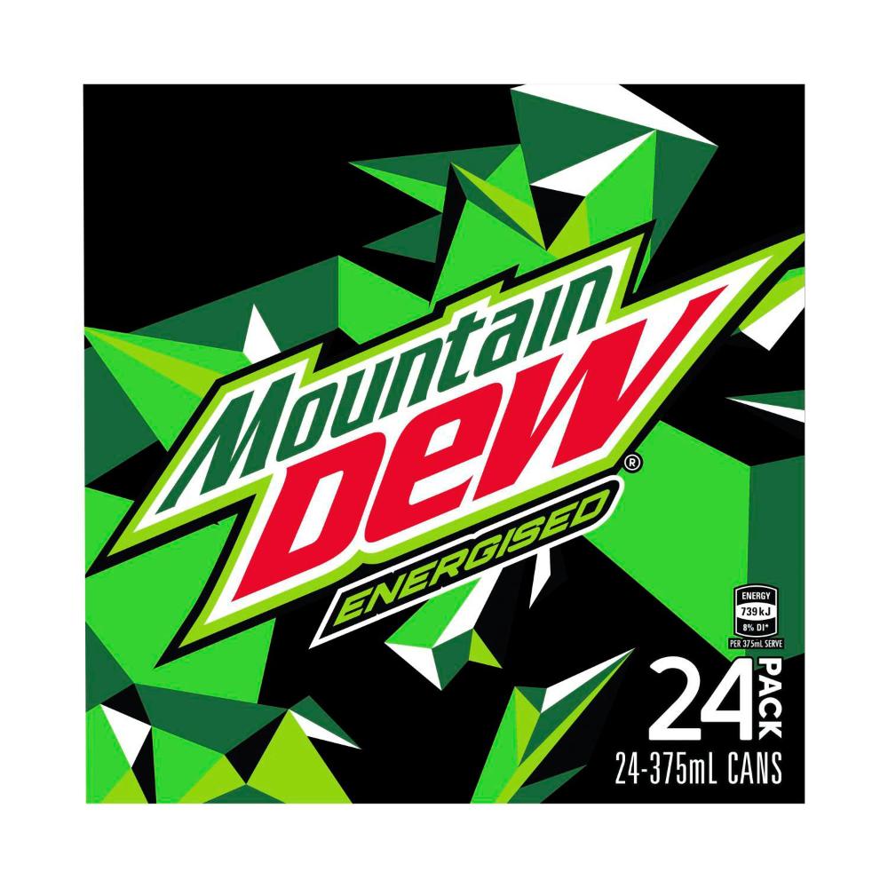 Mountain Dew Energised Soft Drink Multipack Cans 375ml x 24 Pack - 24 pack