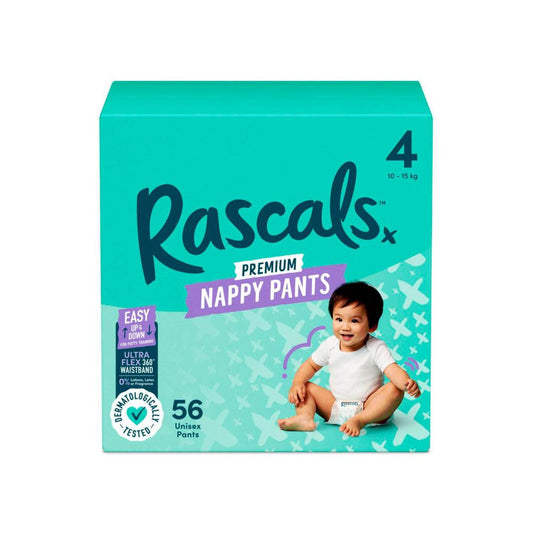 Rascals Premium Nappy Pants Size 4 (10-15kg) - 56 Pack