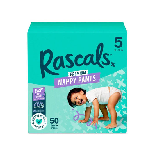 Rascals Premium Nappy Pants Size 5 (13-18kg) - 50 Pack