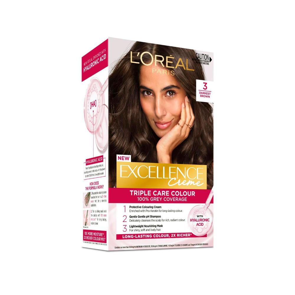 L'Oreal Excellence 3 Darkest Brown - 1 Pack